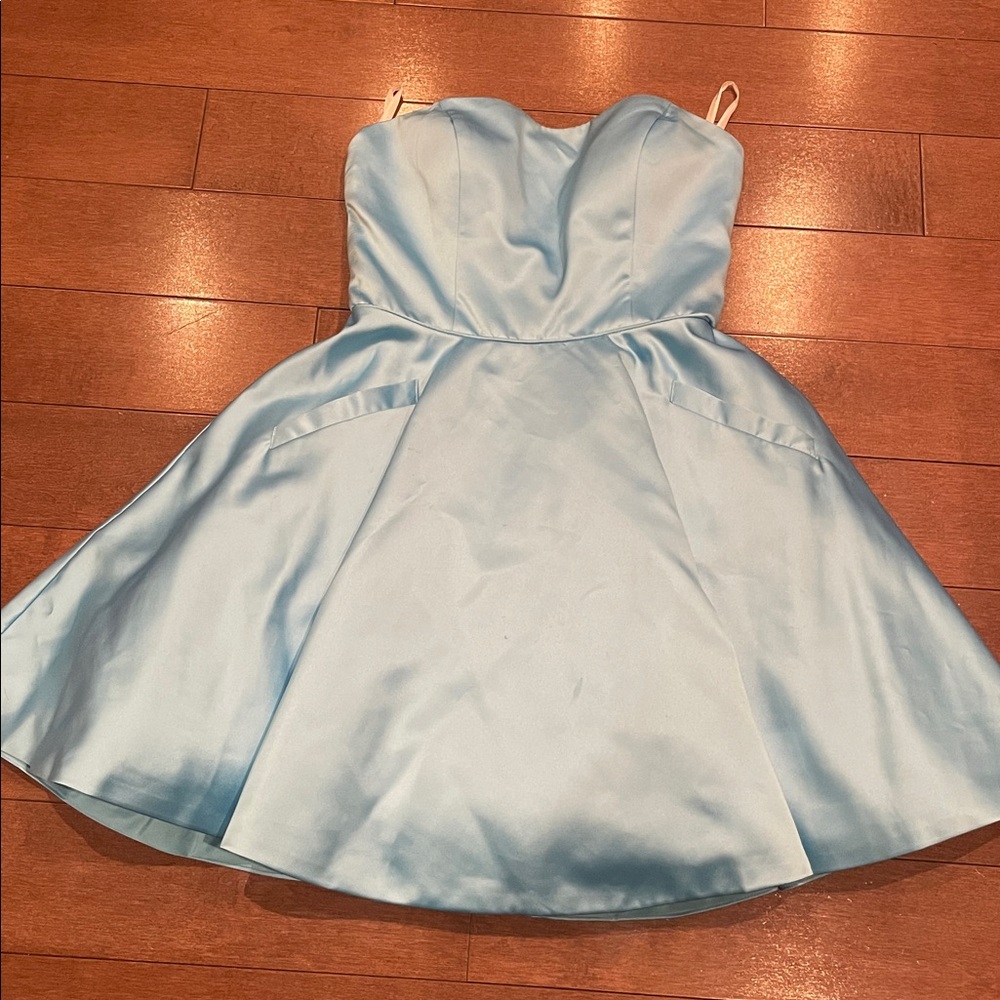Sherri Hill Light Blue Formal Strapless Dress - Picture 8 of 13